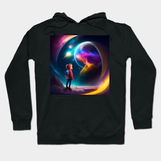 Kid looking space journey Hoodie